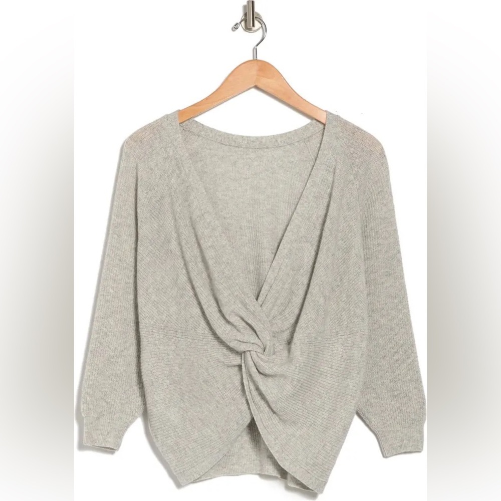 BA&SH 100% Cashmere “Cramy” Twist Back Ribbed Knit Sweater in Grey Sz S - Picture 7 of 14